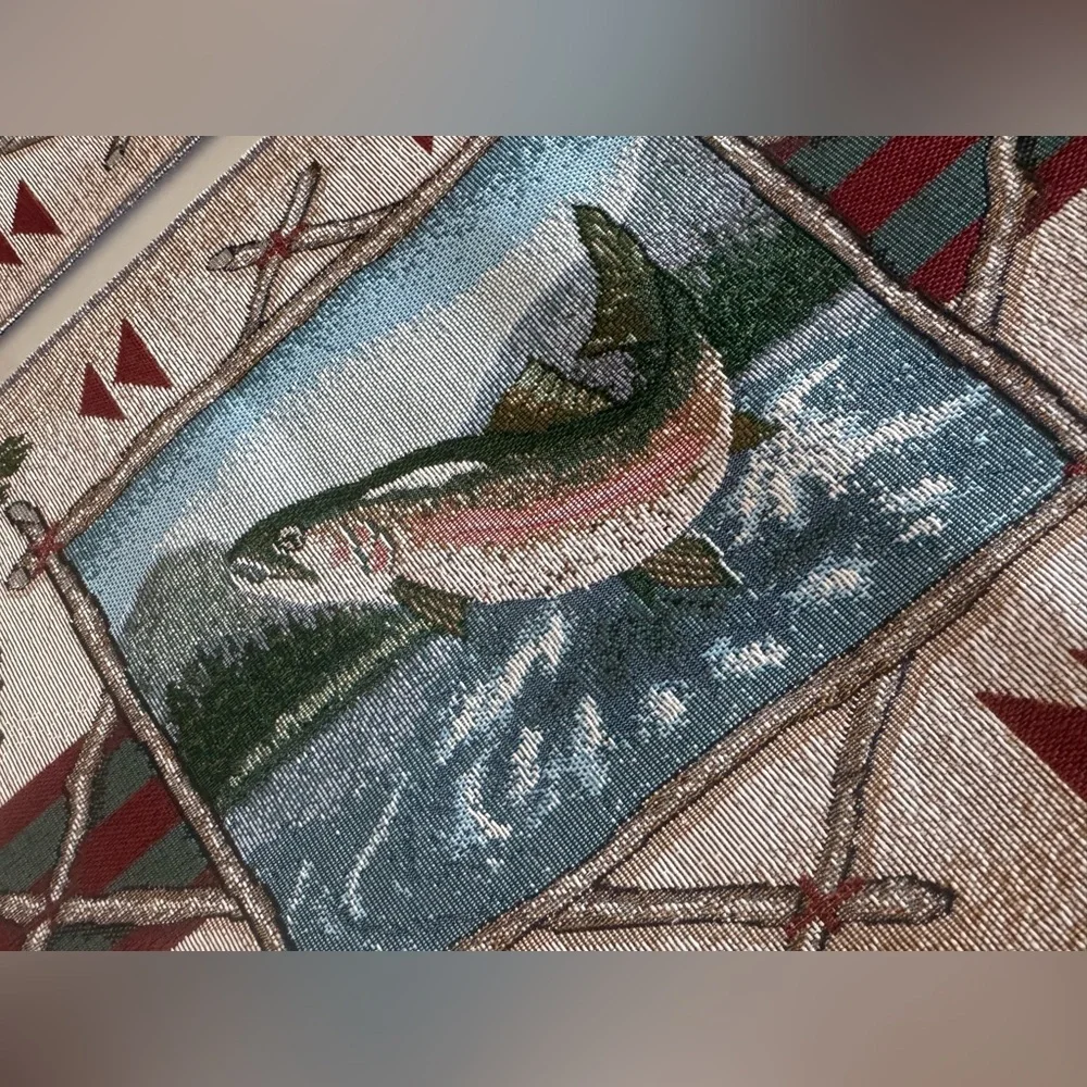 Set of 4 Rustic Trout Lodge Woven Placemats Cabin Fishing Decor